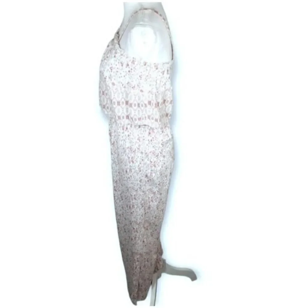 JAPNA GRAY & MAUVE FLORAL SMOCKED JUMPSUIT SZ.XS EUC.